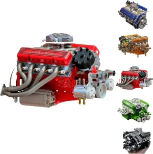 Mini V8 Engine Kits That Runs,89%-Gasoline Ohv V8 Small-Block Engine Model Kits, Build Your Own Stem V8 Model Engine for Adults,Mini V8 Model Engine Kit (red)