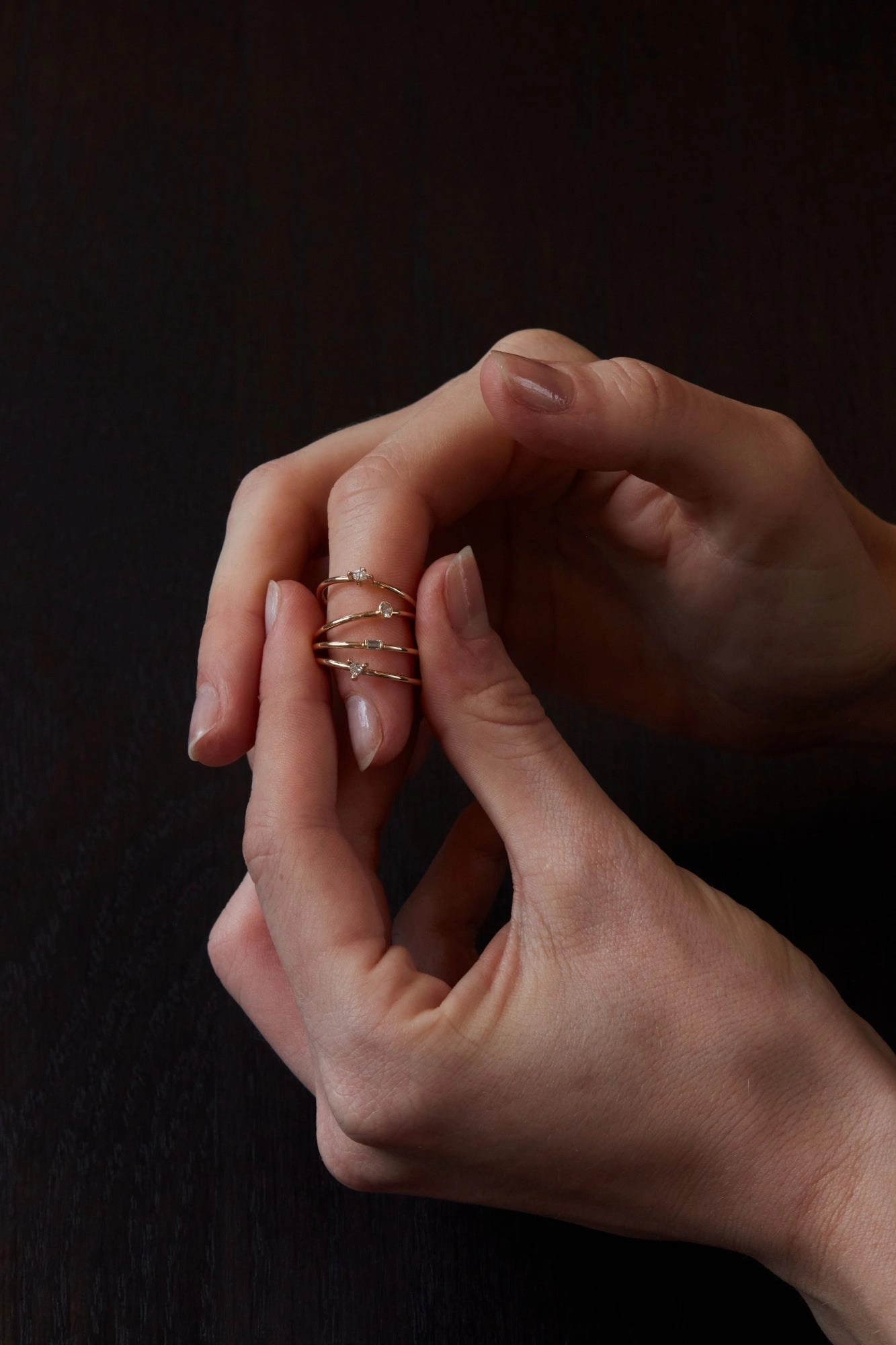 Mini Blue Baguette Sapphire Promise Ring