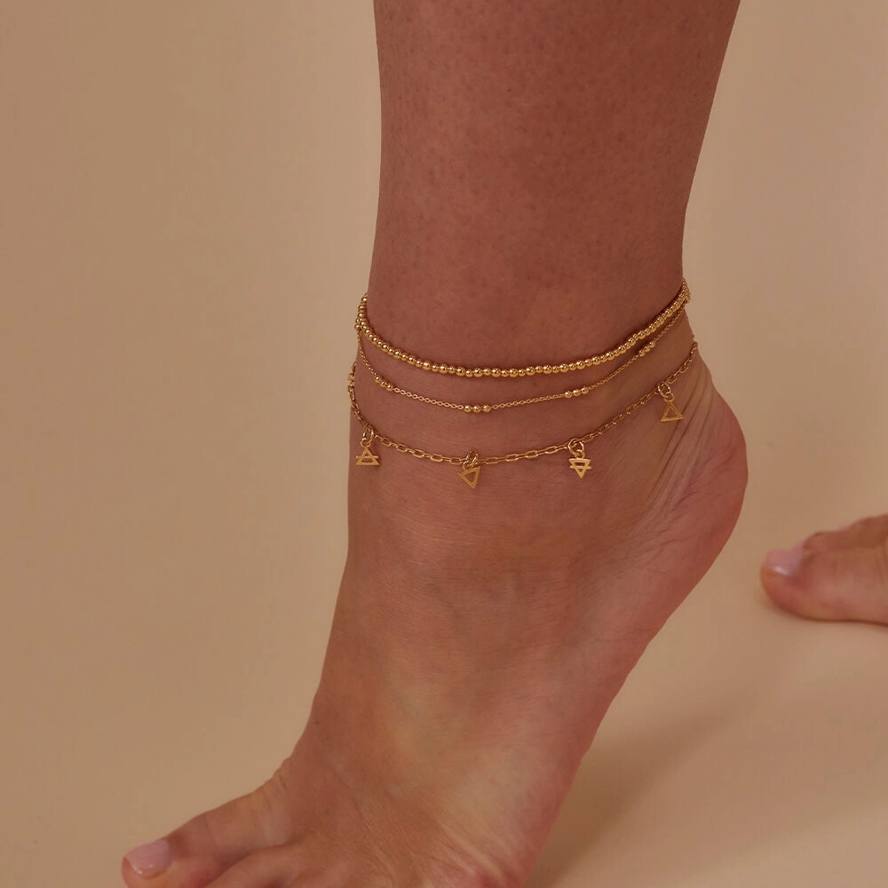 Mini Cute Triple Bobble Chain Anklet