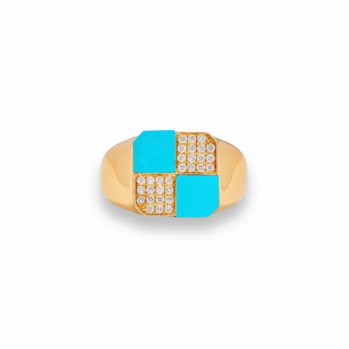 Mini Damier Diamond & Precious Stone Square Checker Board Ring