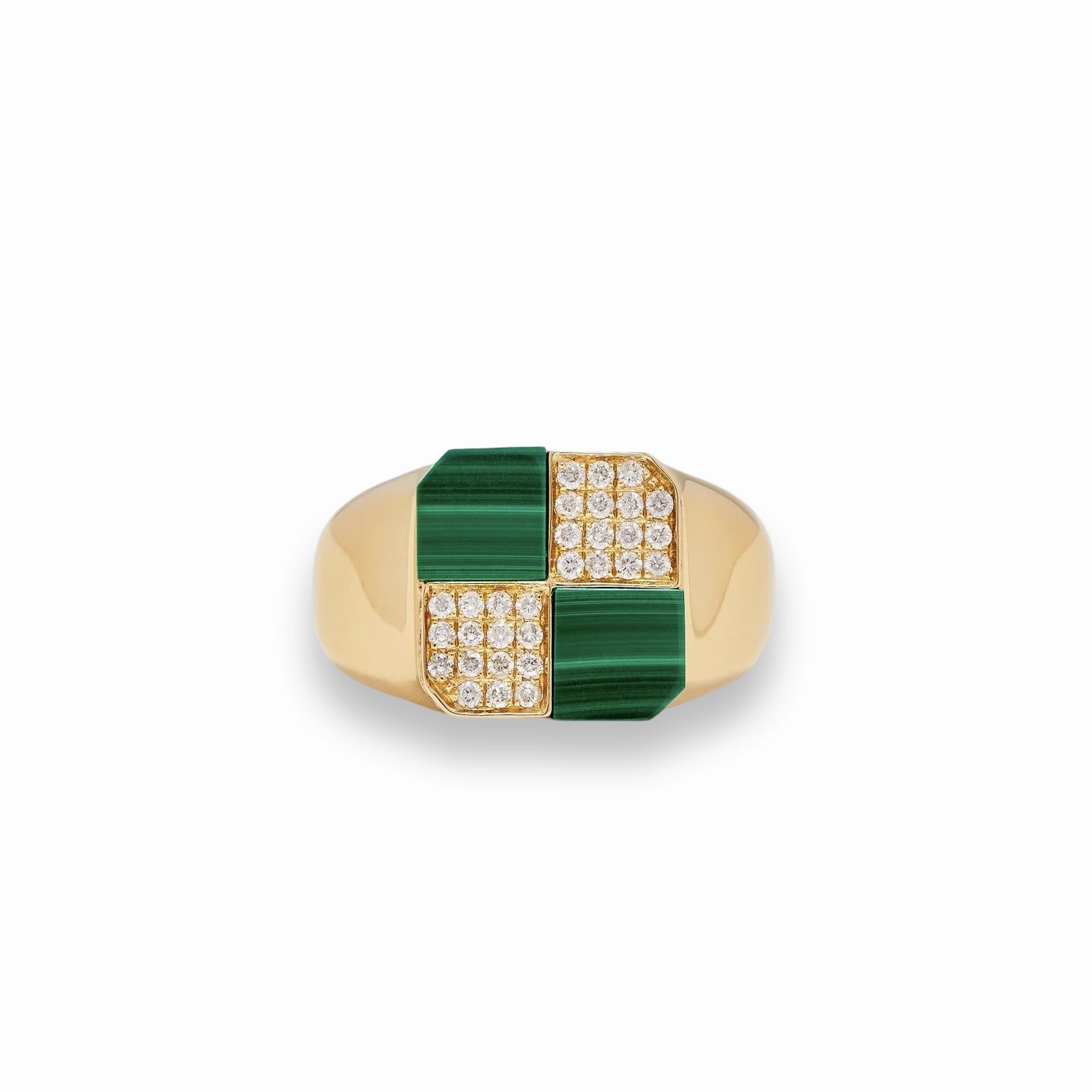 Mini Damier Diamond & Precious Stone Square Checker Board Ring