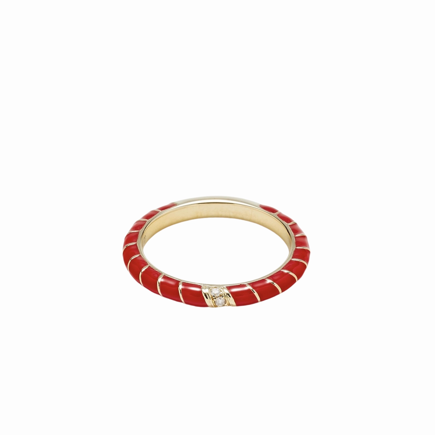 Mini Enamel & Diamond Twisted Candy Eternity Band Ring
