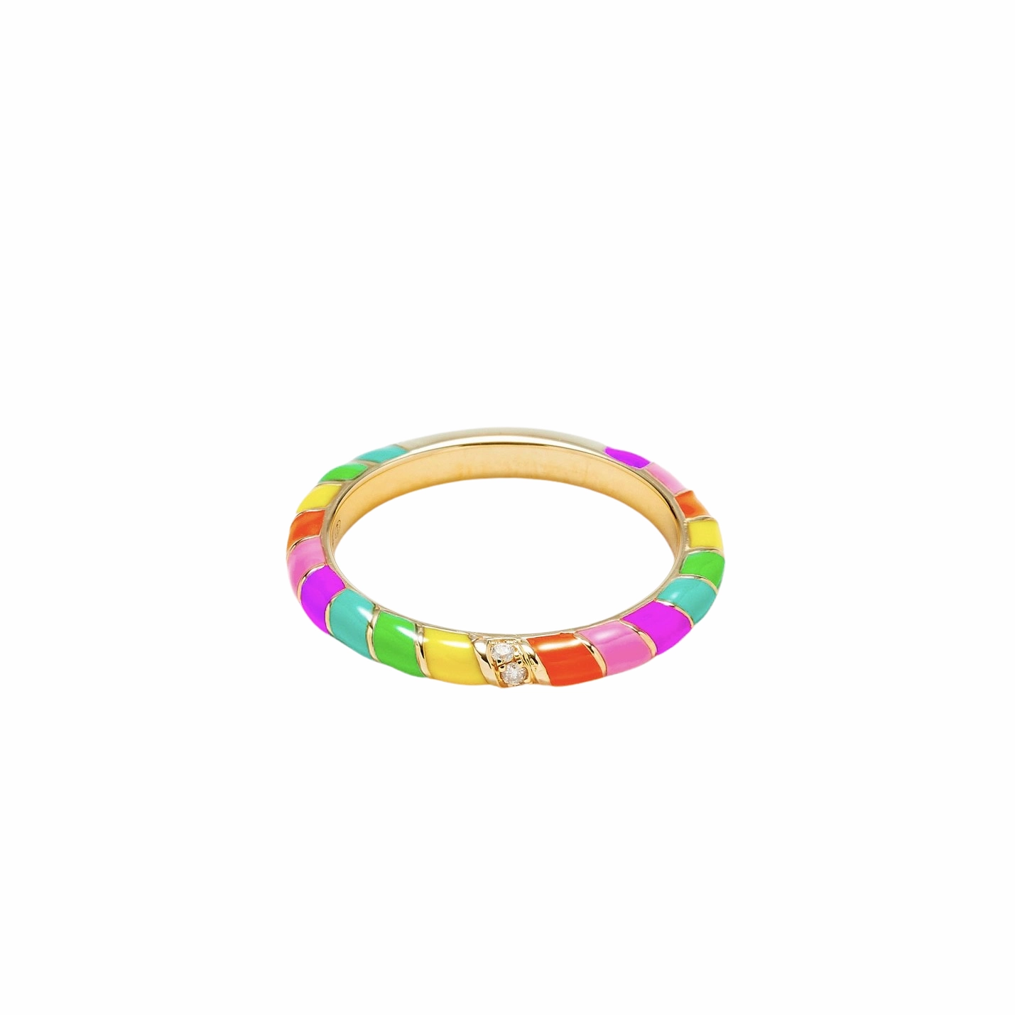 Mini Enamel & Diamond Twisted Candy Eternity Band Ring