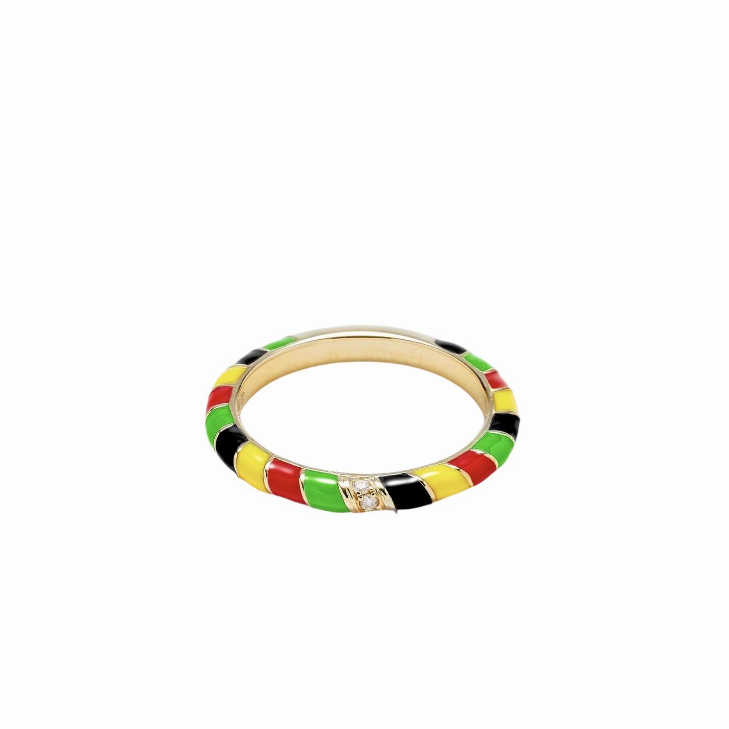 Mini Enamel & Diamond Twisted Candy Eternity Band Ring