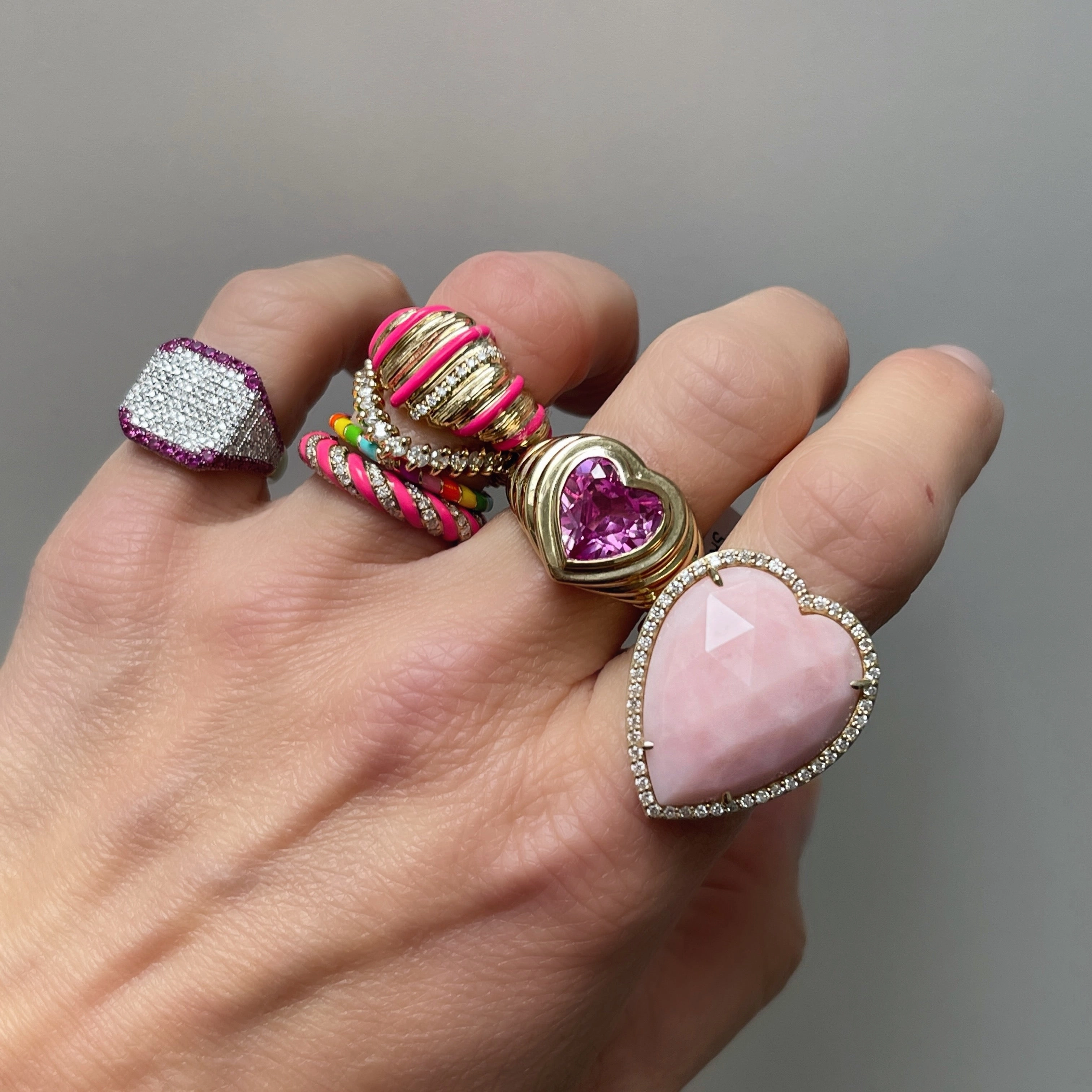 Mini Enamel & Diamond Twisted Candy Eternity Band Ring