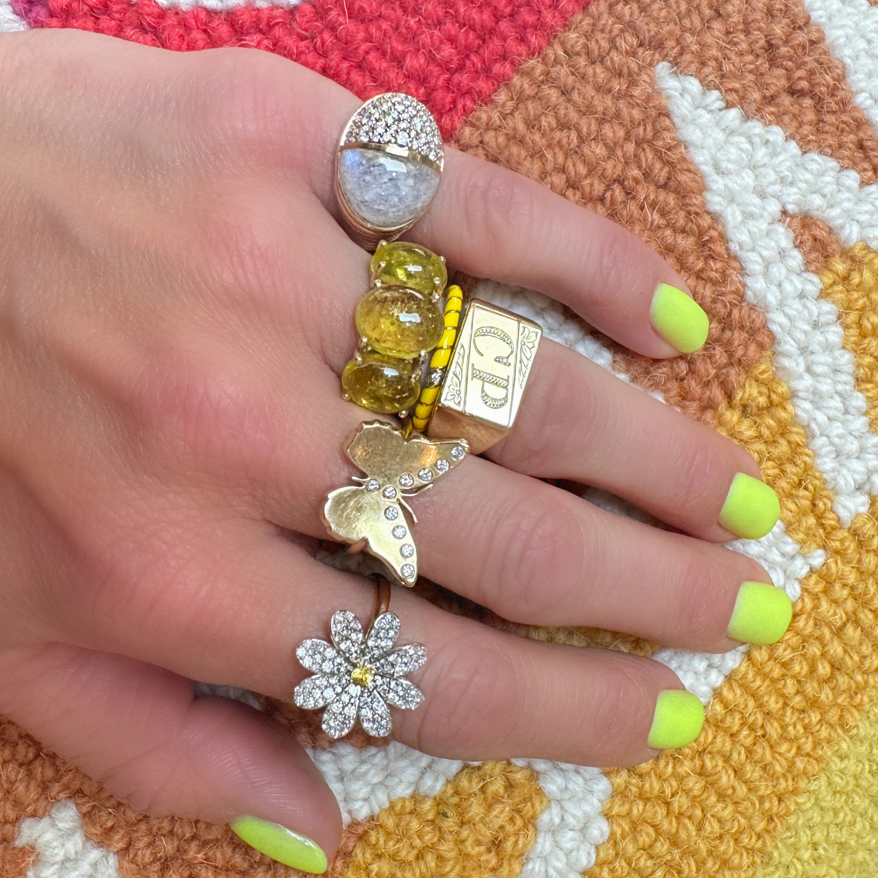 Mini Enamel & Diamond Twisted Candy Eternity Band Ring