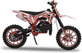 Mini Gas Power Dirt Bike, 49cc 2-Stroke Off-Road Pocket Motorcycle with Shock Absorption Springs and Disc Brakes, Racing Motorbike for Kids and Teens, Soft Seat Cushion, Max Speed 40KM/H Red
