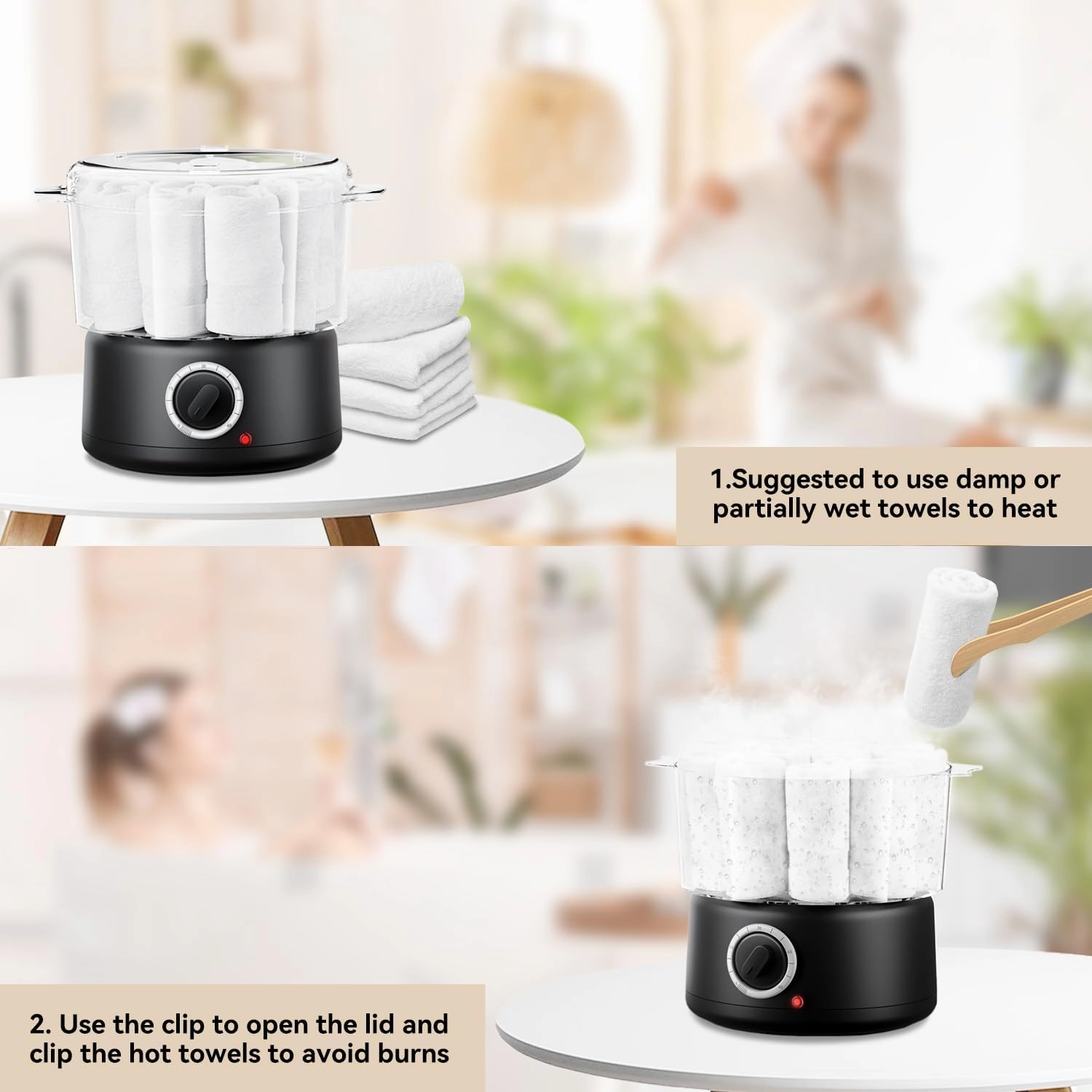 Mini Hot Towel Warmer for Spa, Towel Warmer Esthetician 5-Minute Heating Small Towel Warmer, Portable Towel Steamer for Facials, Bathroom, Barber, at Home Salon(Black-X-Small)