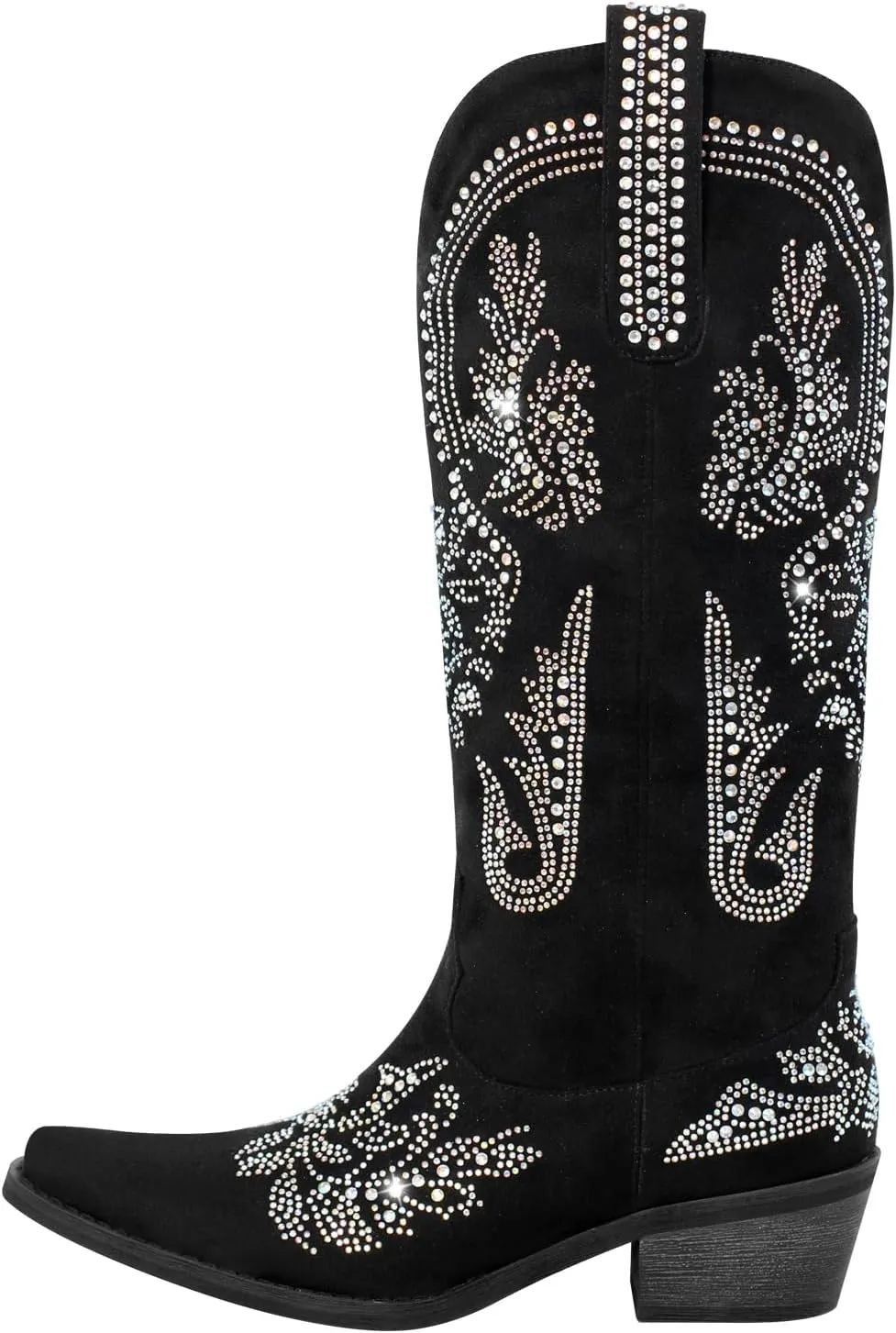 MissHeel Embroidery Knee High Boots Rhinestone Cowboy Boots