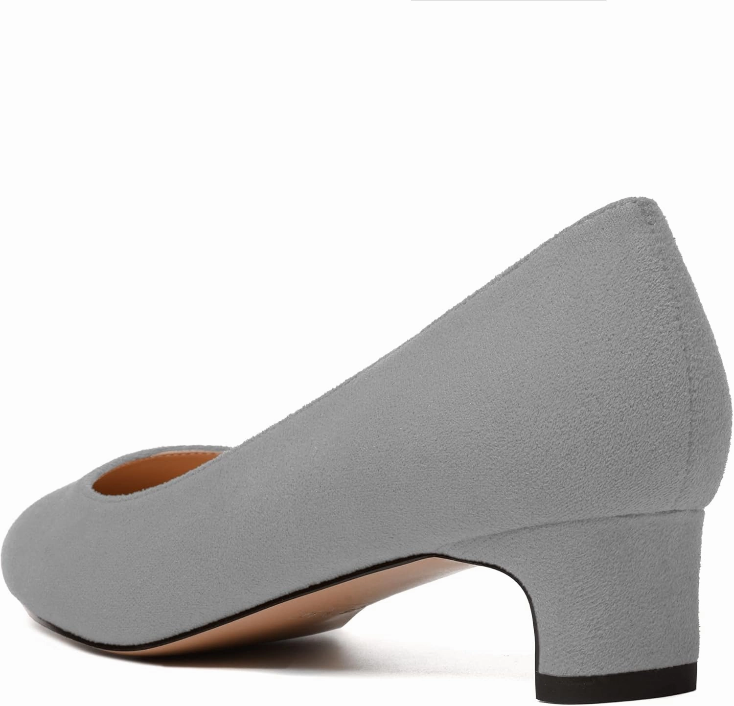 MODENCOCO Womens Pointed Toe Casual Slip On Fashion Wedding Suede Chunky Low Heel Pumps Dressy Shoes 1.5 Inch