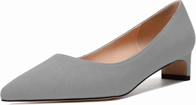 MODENCOCO Womens Pointed Toe Casual Slip On Fashion Wedding Suede Chunky Low Heel Pumps Dressy Shoes 1.5 Inch