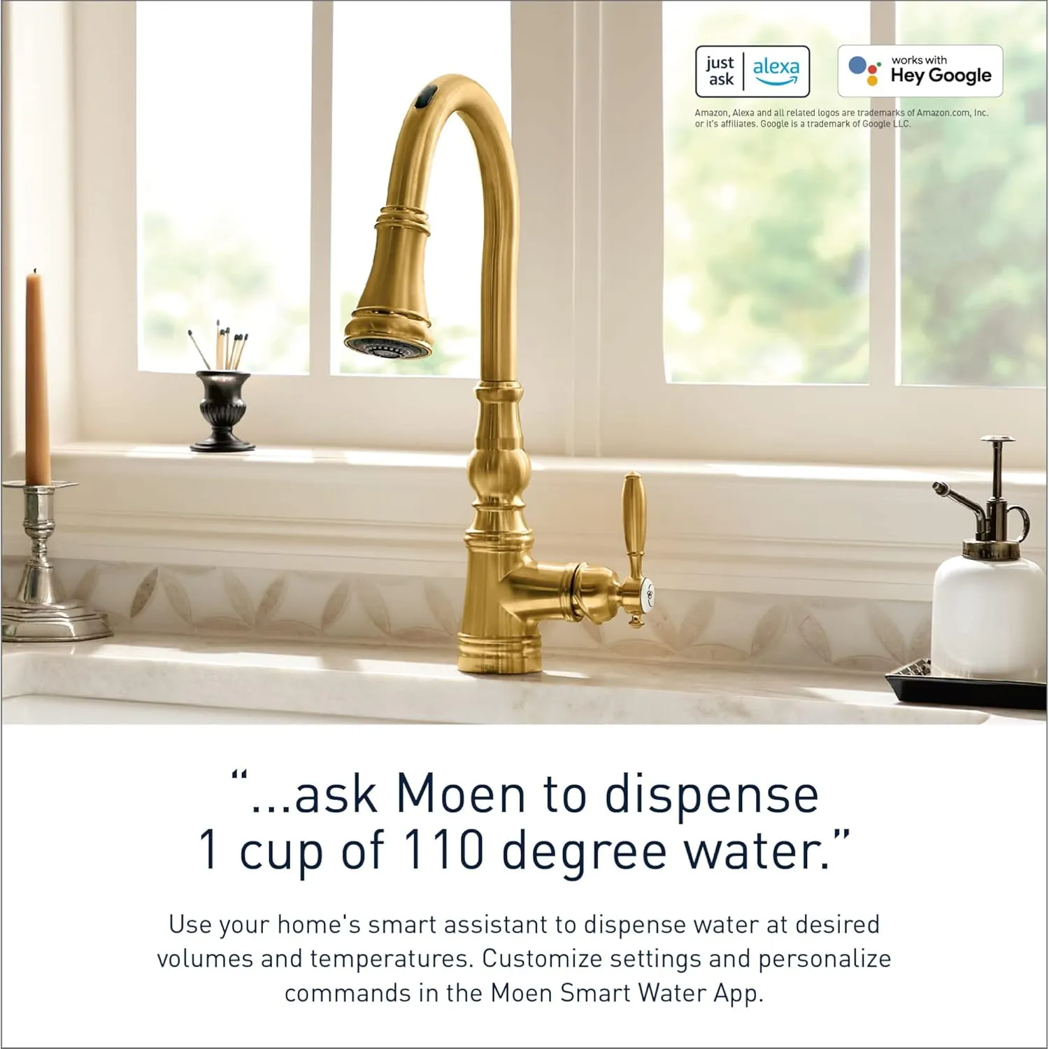 Moen Weymouth Spot Resist Stainless Smart Faucet Touchless Pull-Down Sprayer Kitchen Faucet with Voice and Motion Control, S73004EV2SRS