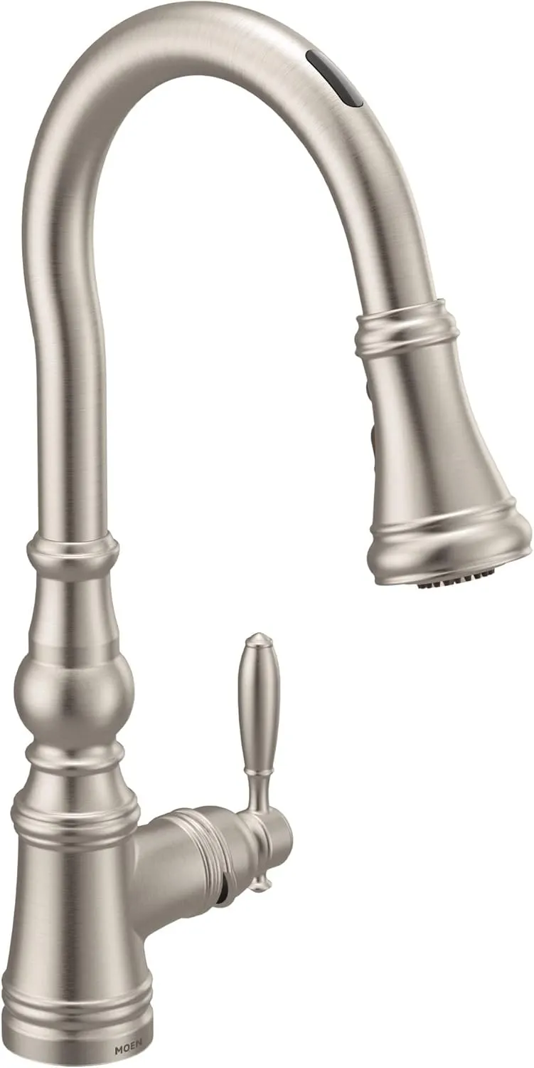 Moen Weymouth Spot Resist Stainless Smart Faucet Touchless Pull-Down Sprayer Kitchen Faucet with Voice and Motion Control, S73004EV2SRS