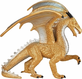 MOJO Golden Dragon Realistic Fantasy Toy Replica Hand Painted Figurine 6.3 x 4.7 x 4.5