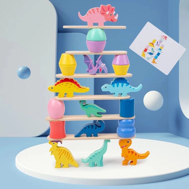 Montessori Dinosaur Stacking Toys for Kids-2Y 