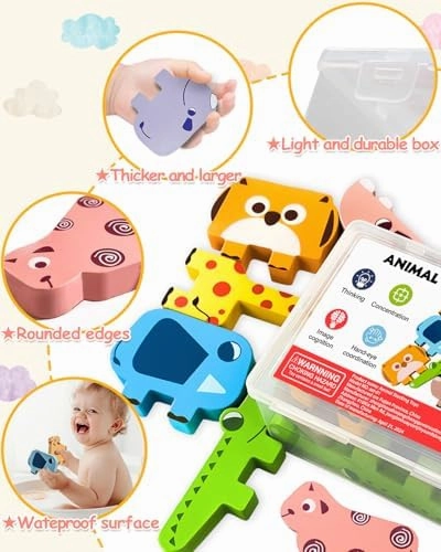 Montessori Toys for 1 2 3 4 Year Old Boys Girls, Toddler Toys Age 2-4, 1 2 3 4 Year Old Girl Boy Birthday Gifts, 10 pack Wooden Animal Blocks Sorting & Stacking Education Toddler Puzzles Toys