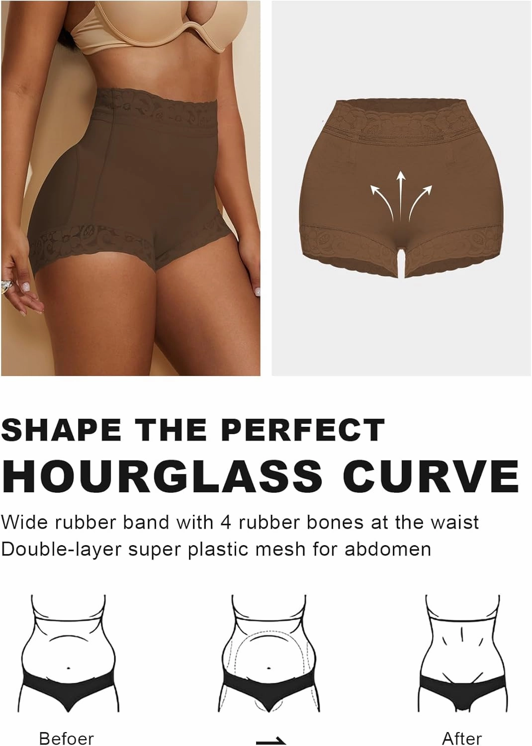 MOVWIN Tummy Control Shapewear Fajas Colombianas Moldeadoras Underwear Curvy Faja Shorts Butt Lifting Panties for Women