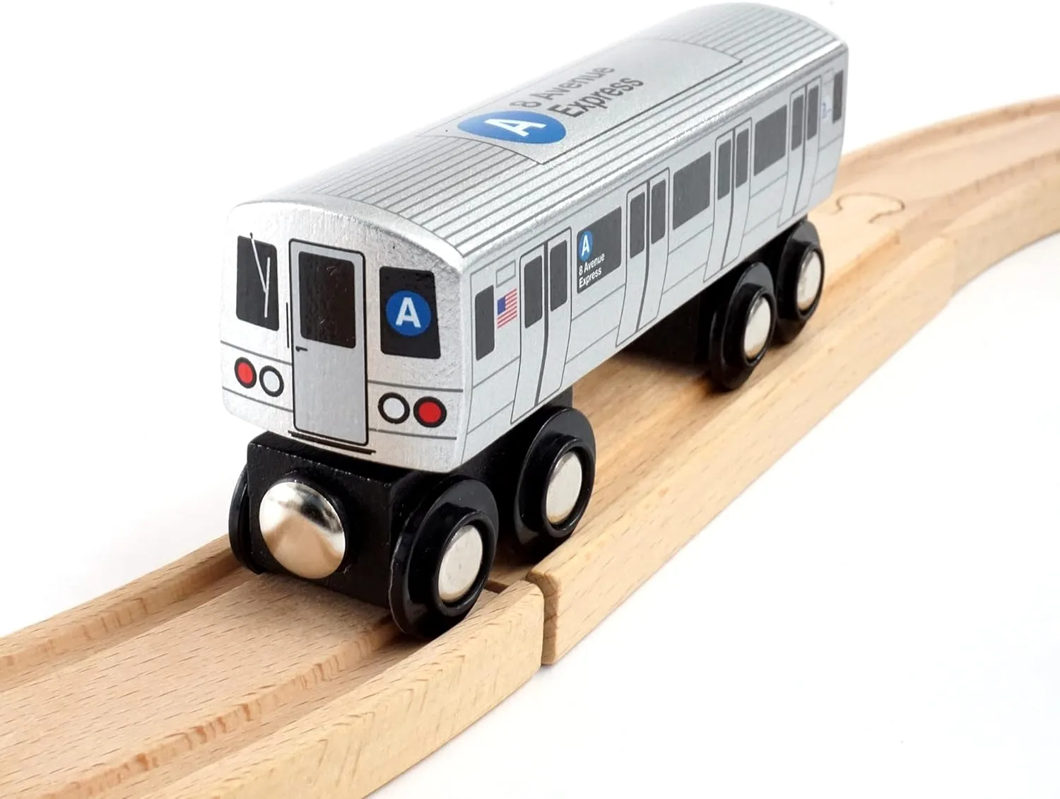MUNI PALS Munipals New York City Subway Wooden Railway (B Division) A Train/8 Avenue Express–Child Safe and Tested Wood Toy Train