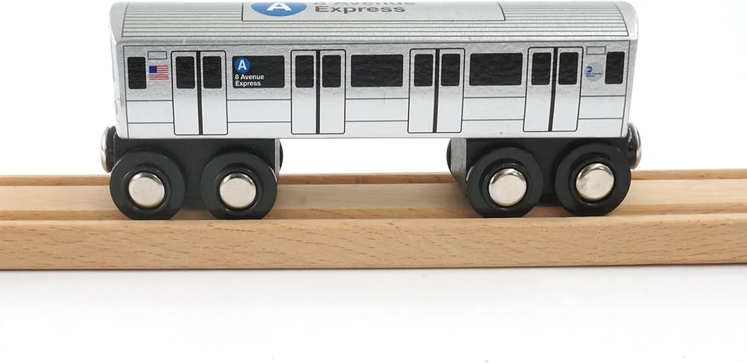 MUNI PALS Munipals New York City Subway Wooden Railway (B Division) A Train/8 Avenue Express–Child Safe and Tested Wood Toy Train
