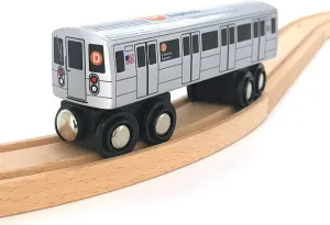 MUNI PALS Munipals New York City Subway Wooden Railway (B Division) D Train/6 Avenue Express–Child Safe and Tested Wood Toy Train
