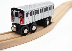 MUNI PALS Munipals New York City Subway Wooden Railway (A Division/IRT) 7 Train/Flushing Local–Child Safe and Tested Wood Toy Train