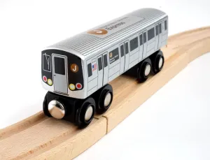 Munipals New York City Subway Wooden Railway (B Division) J Train/Nassau Street Express–Child Safe and Tested Wood Toy Train