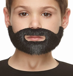 Mustaches Fake Beard, Self Adhesive, Novelty, Small, Short Boxed False Facial Hair, Costume Accessory for Kids, Black Lustrous Color