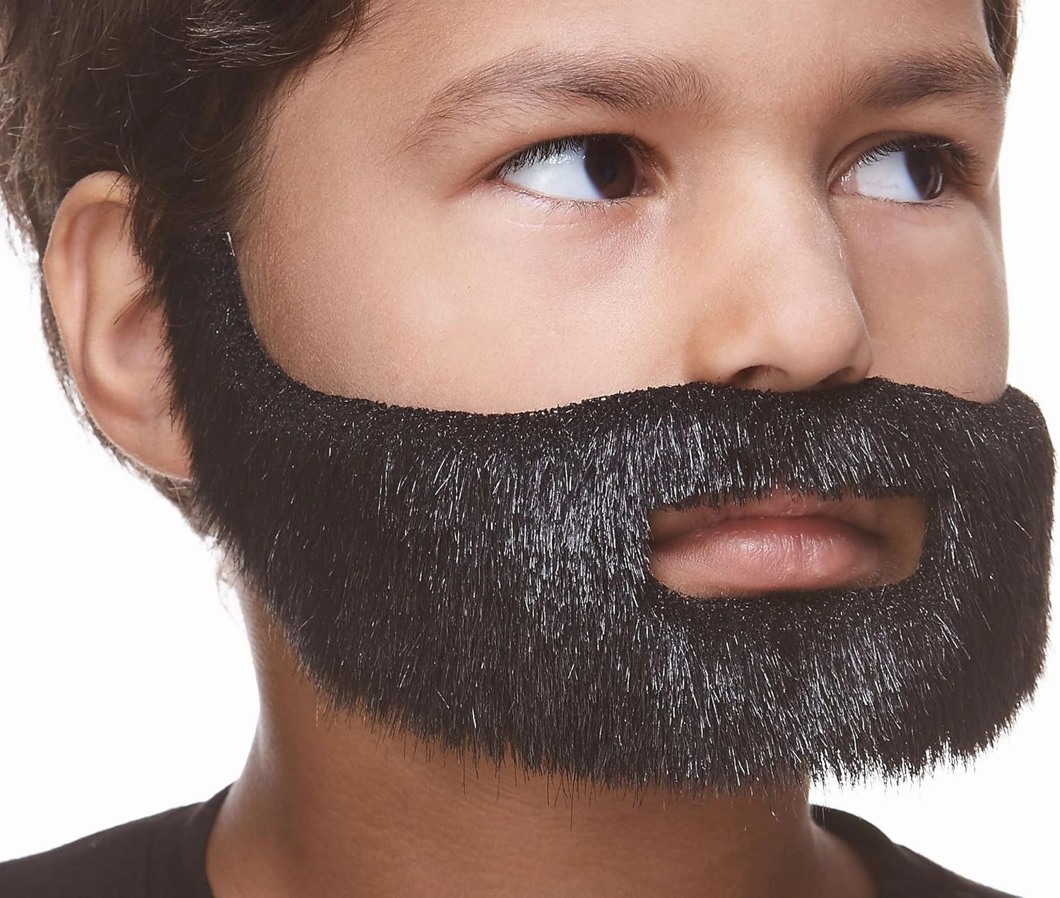 Mustaches Fake Beard, Self Adhesive, Novelty, Small, Short Boxed False Facial Hair, Costume Accessory for Kids, Black Lustrous Color
