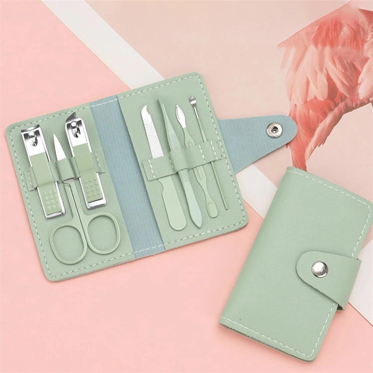 Nail Clipper Set 7-Piece Nail Clipper Set Complete Set of Household Nail Clippers Manicure and Beauty Tools Portable Nail Clipper Set Manicure Set(Green)