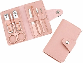 Nail Clipper Set 7-Piece Nail Clipper Set Complete Set of Household Nail Clippers Manicure and Beauty Tools Portable Nail Clipper Set Nail Grooming Tools(Pink)