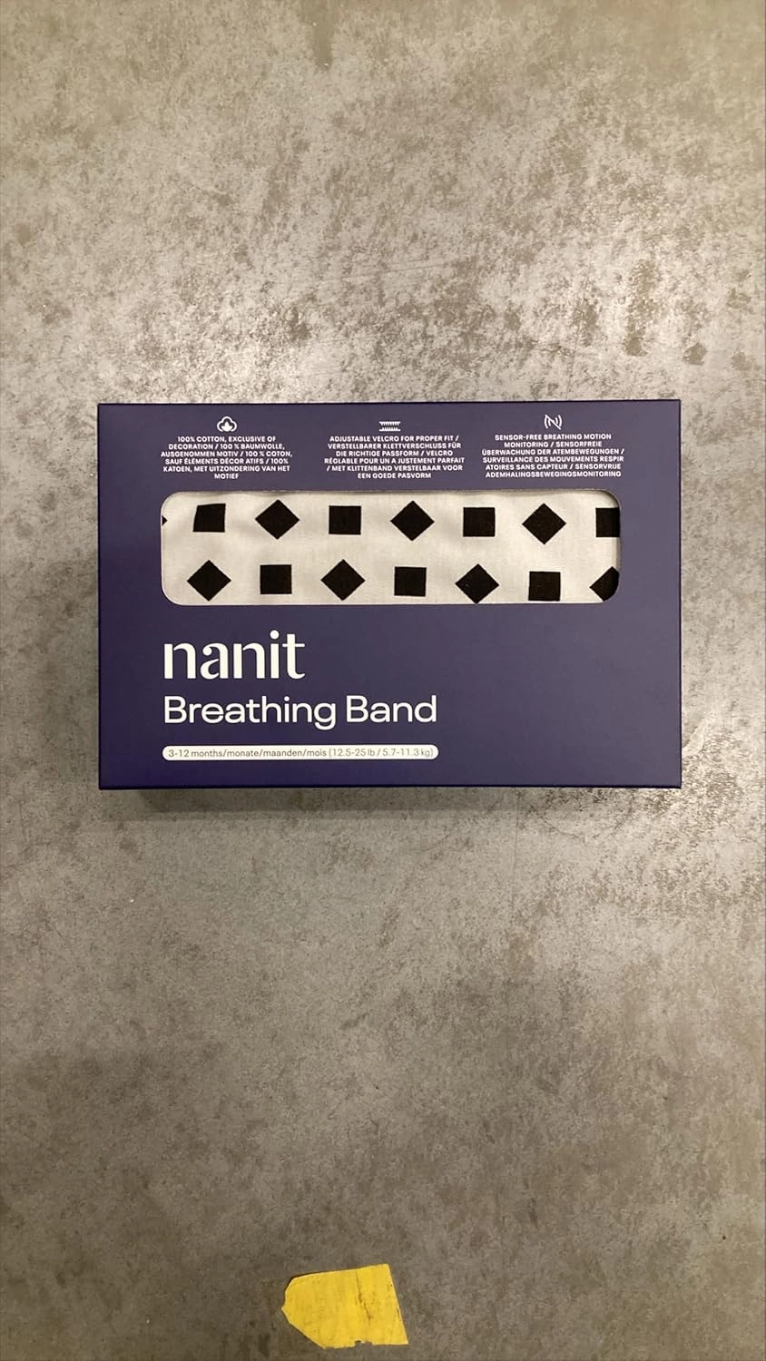 Nanit Breathing Wear Band - 100% Cotton, Works with Nanit Pro Baby Monitor to Track Breathing Motion Sensor-Free, Fits Newborns and Infants