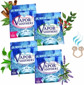 Nasal Dilator Clips, Cool & Easy Breathing Under Your Mask, 4-Scent Variety Pack (Peppermint, Wintergreen, Cinnamon, Lavender), 8 Count, Instant Nasal Congestion Relief, Drug-Free