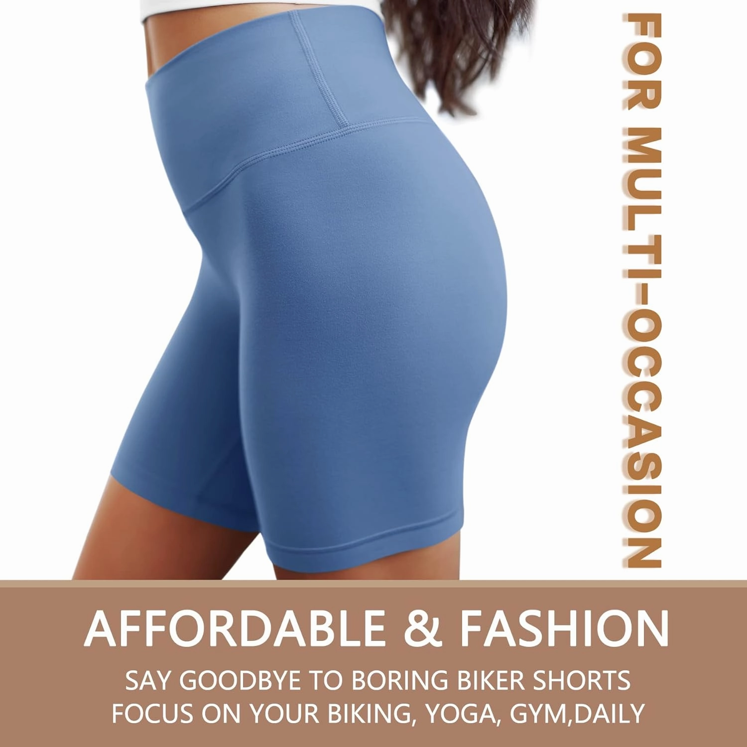 Natural Feelings Buttercloud 4 Pack Biker Shorts for Women-8" High Waist Tummy Control Workout Shorts Athletic Gym Yoga Pants
