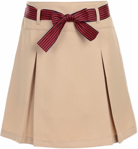 Nautica Girls' School Uniform Pleated Pull-on Scooter Skirt with Undershorts, Knit Waistband