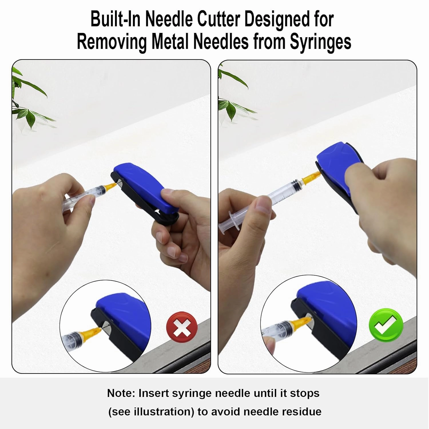Needle Clipper for Insulin Syringe, Portable Sharps Container for Disposal Sharps, Compatible with 28-32Ga Syringe Needle, Fit Home and Travel (2, Blue)