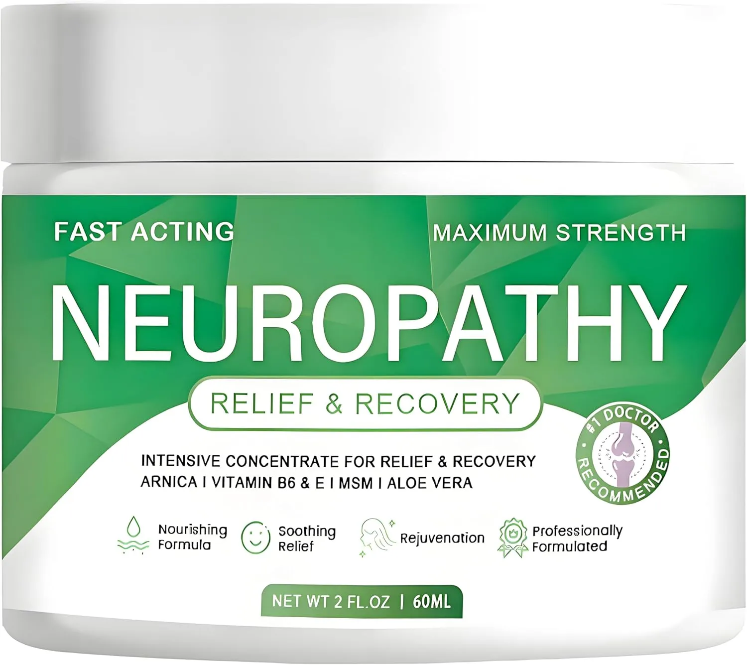 Neuropathy Pain Relief Cream, Nerve Pain Relief Cream,Fast Acting Maximum Strength for Feet, Hands, Legs, Muscles, Joints, Waist Includes Arnica, Vitamin B6, Aloe Vera, MSM -Mild & All Natural