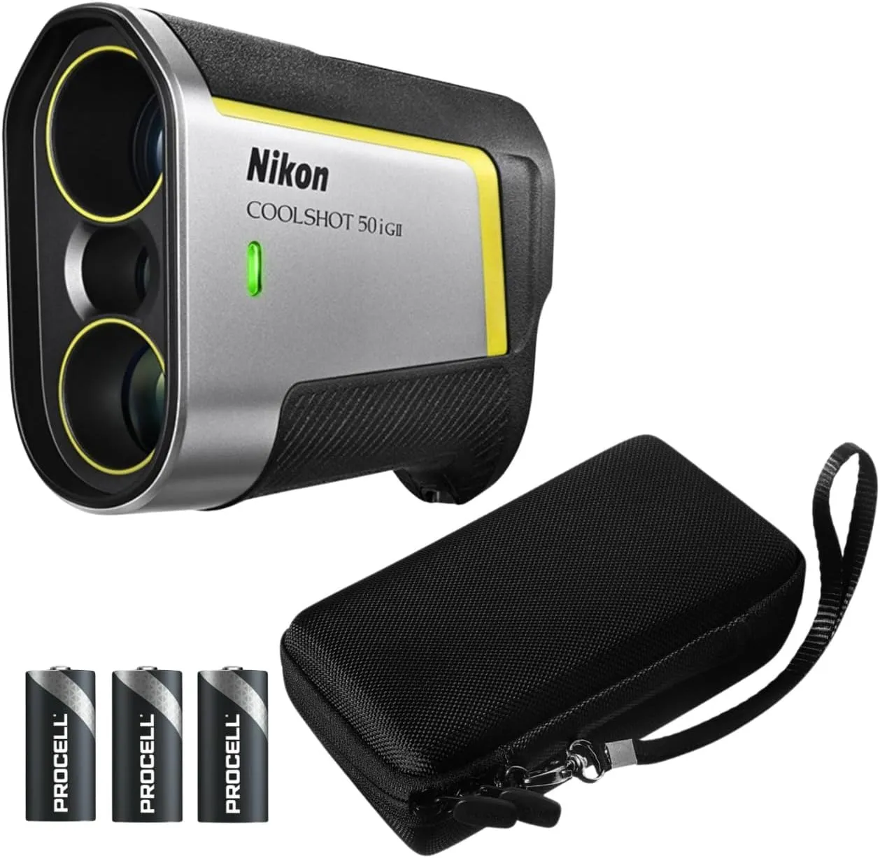Nikon 6x22 CoolShot 50i GII Golf Laser Rangefinder Bundle with Travel Storage Case and (3-Pack) Batteries