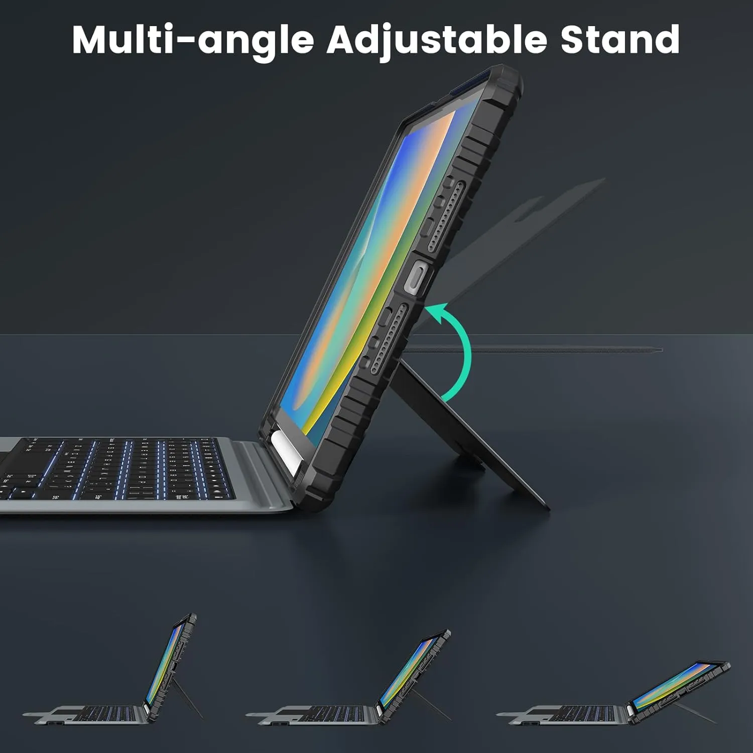 Nillkin Keyboard Case for iPad Pro 11(1st/2nd/3rd/4th Gen) & iPad Air 5th/4th Generation case with Keyboard, Magic Trackpad, Detachable Keyboard with 7 Backlight Colors,Black