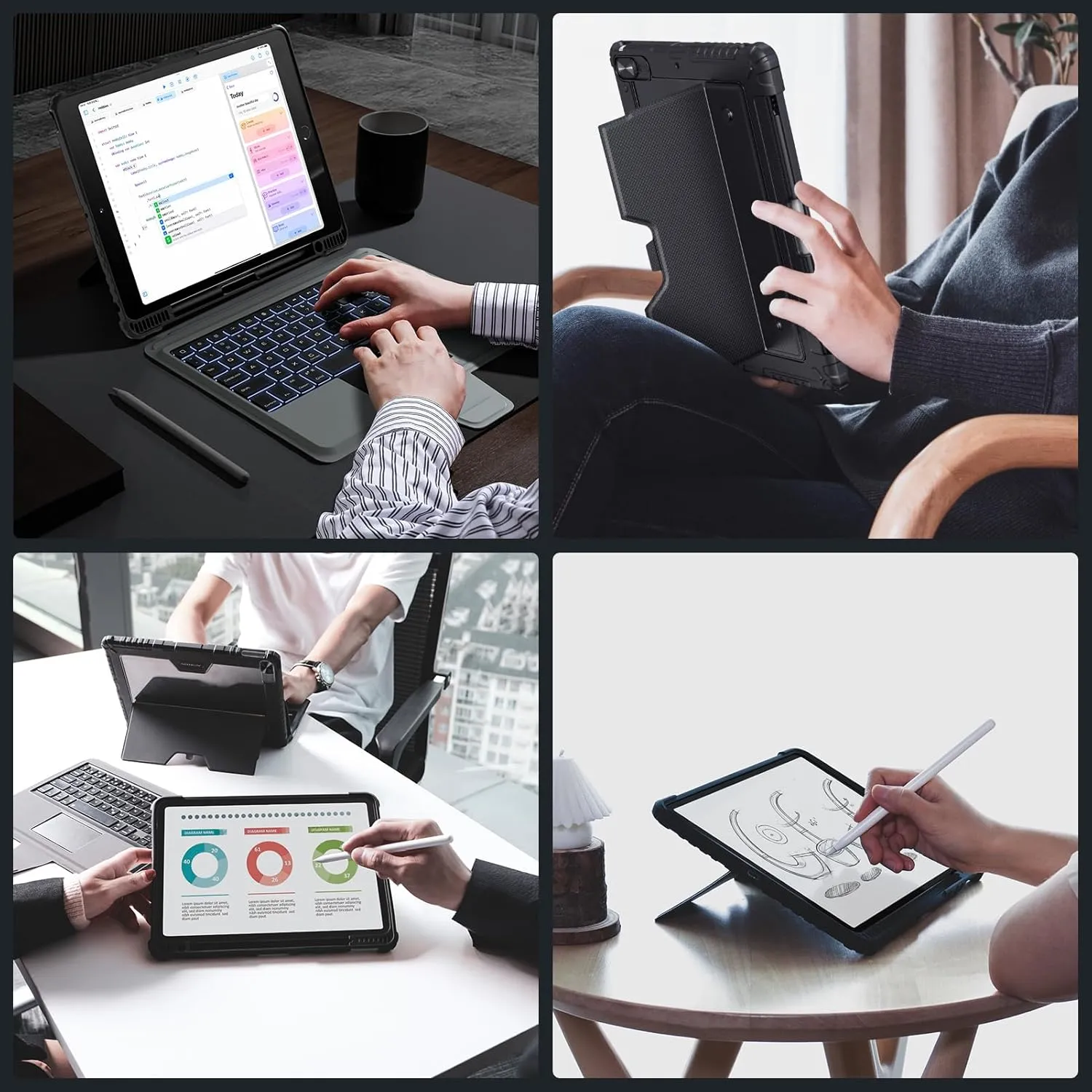 Nillkin Keyboard Case for iPad Pro 11(1st/2nd/3rd/4th Gen) & iPad Air 5th/4th Generation case with Keyboard, Magic Trackpad, Detachable Keyboard with 7 Backlight Colors,Black