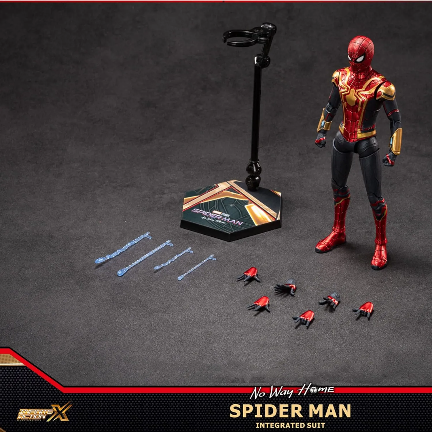 No Way Home Spiderman Action Figures-2022 New Released Legends Movie Hero Series-All Joints Movable 7 Inch Exquisite Collection Iron Spiderman Toy (Gold & Red)