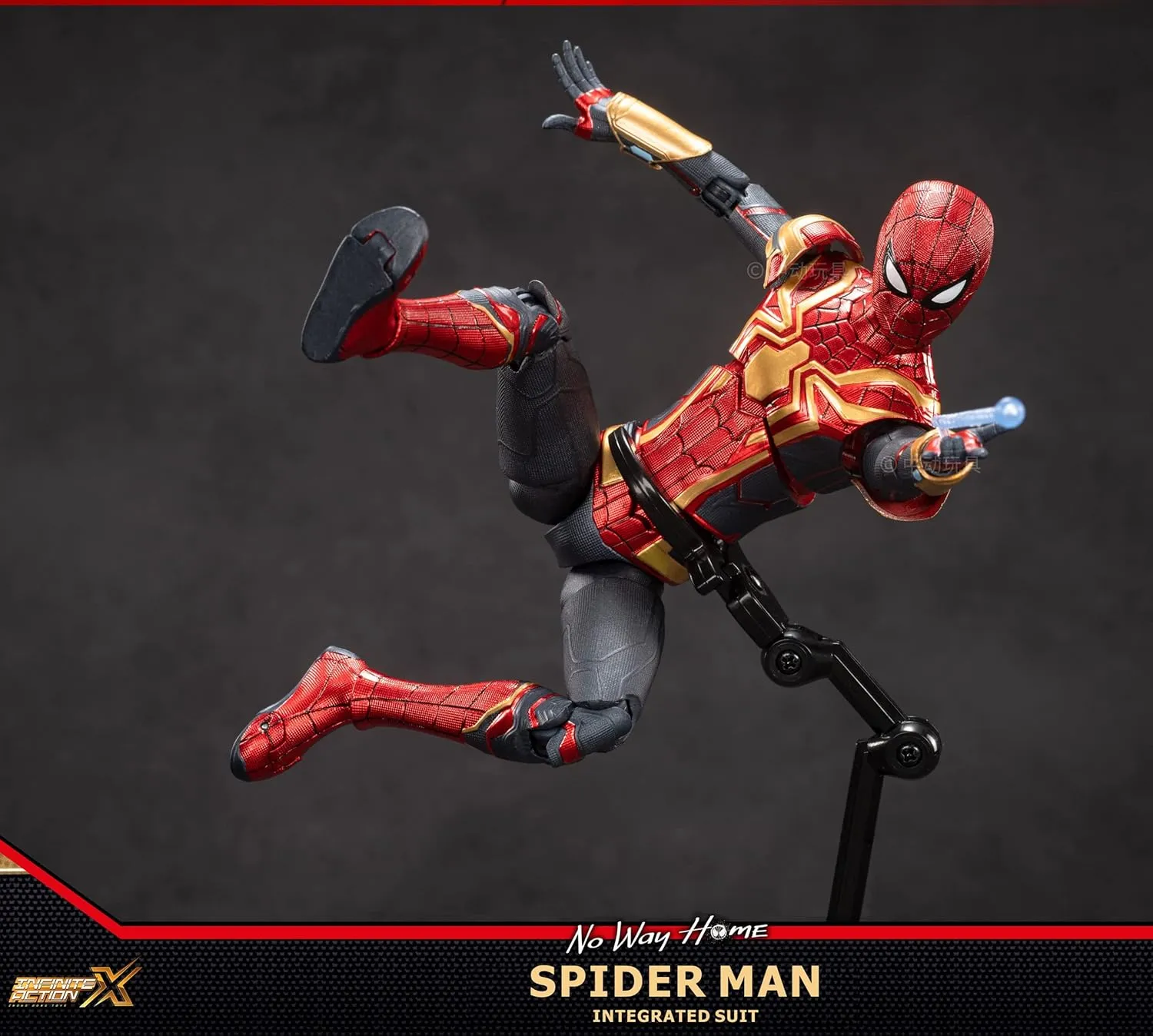 No Way Home Spiderman Action Figures-2022 New Released Legends Movie Hero Series-All Joints Movable 7 Inch Exquisite Collection Iron Spiderman Toy (Gold & Red)
