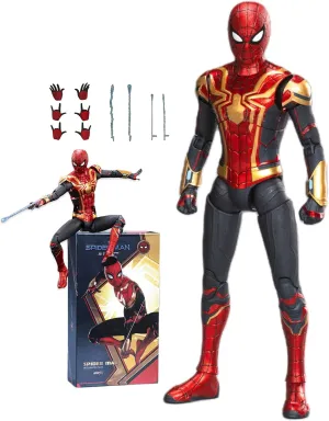 No Way Home Spiderman Action Figures-2022 New Released Legends Movie Hero Series-All Joints Movable 7 Inch Exquisite Collection Iron Spiderman Toy (Gold & Red)