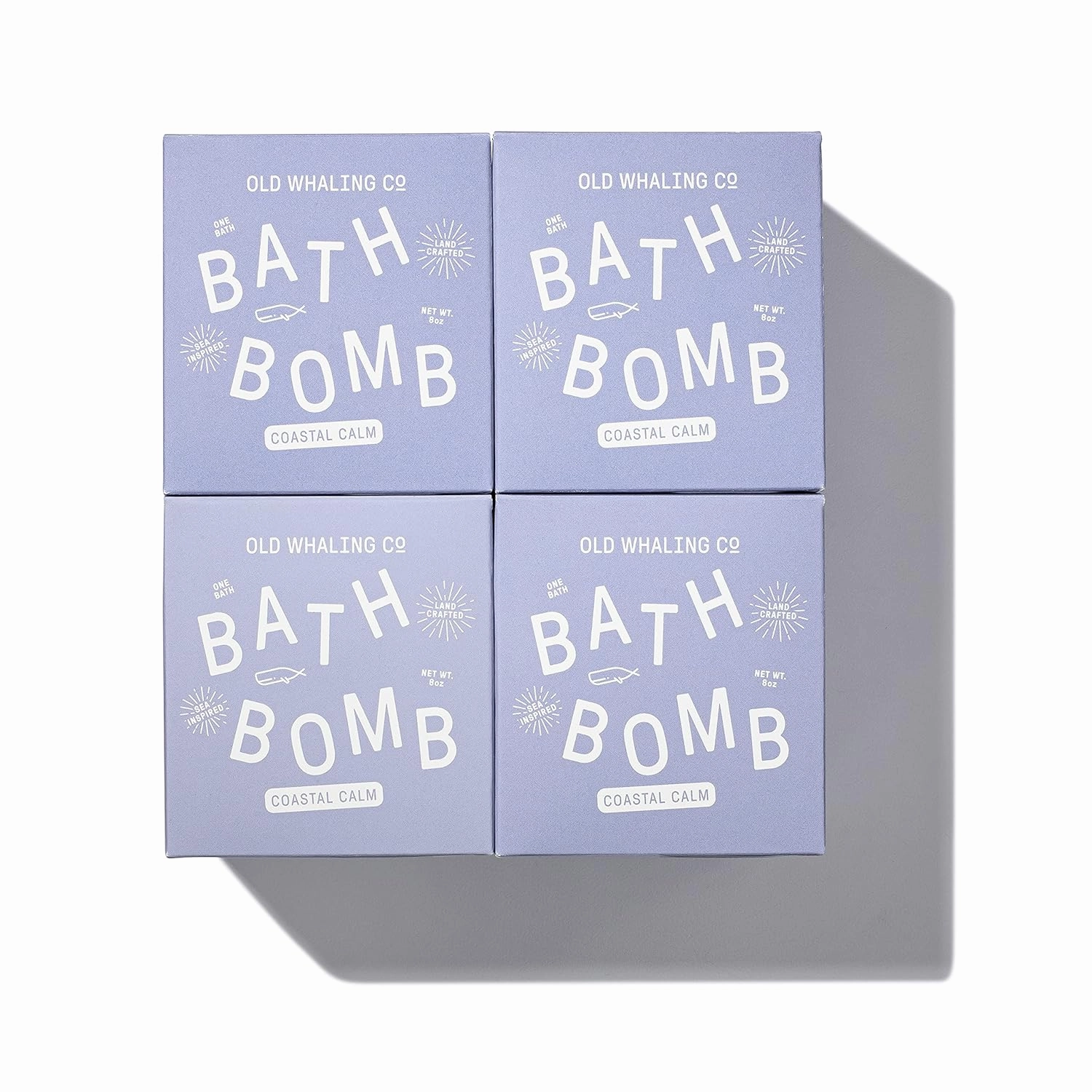 Old Whaling Co Coastal Calm Bath Bomb – Set of 4 – Handmade Bath Soak with Epsom Salts – Cleansing, Soothing and Moisturizing Fizz – Coastal Grass, Driftwood and Lily Scent, 8 oz