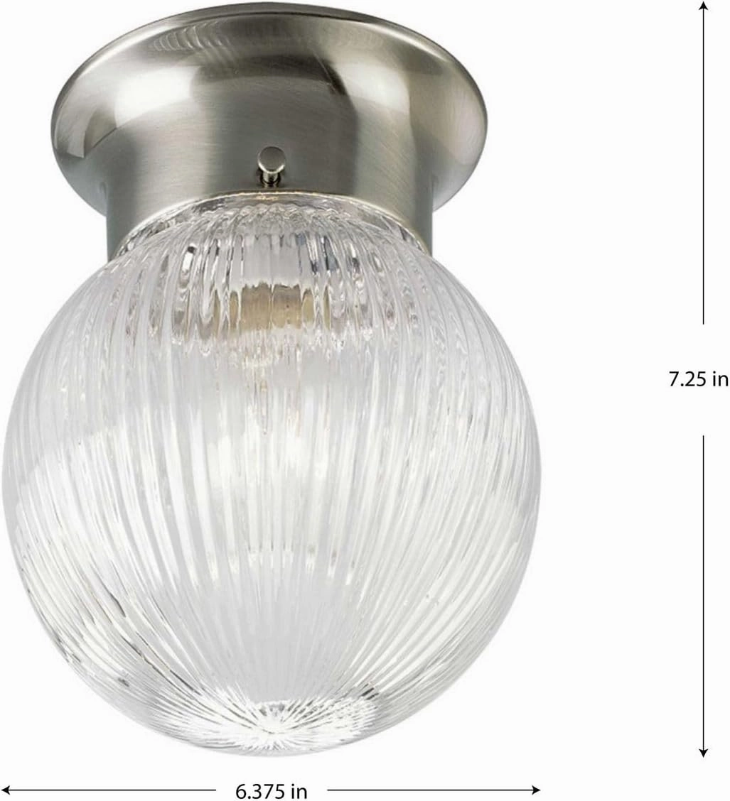One-Light Glass Globe 6-3/8" Close-to-Ceiling