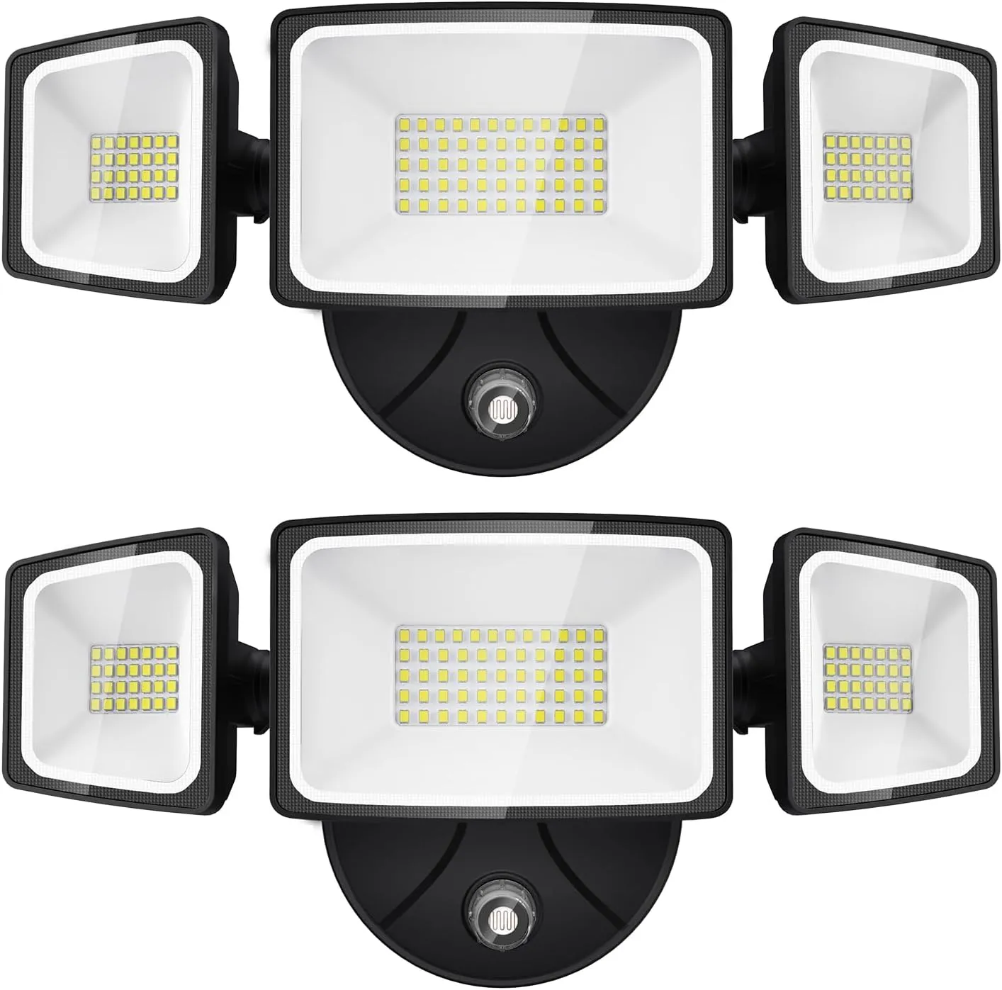 Onforu 60W LED Dusk to Dawn Outdoor Lighting, 2 Packs 6000LM Exterior Flood Lights, IP65 Waterproof Outdoor 3 Adjustable Heads Photocell Lights Fixture, 6500K Daylight White Floodlights
