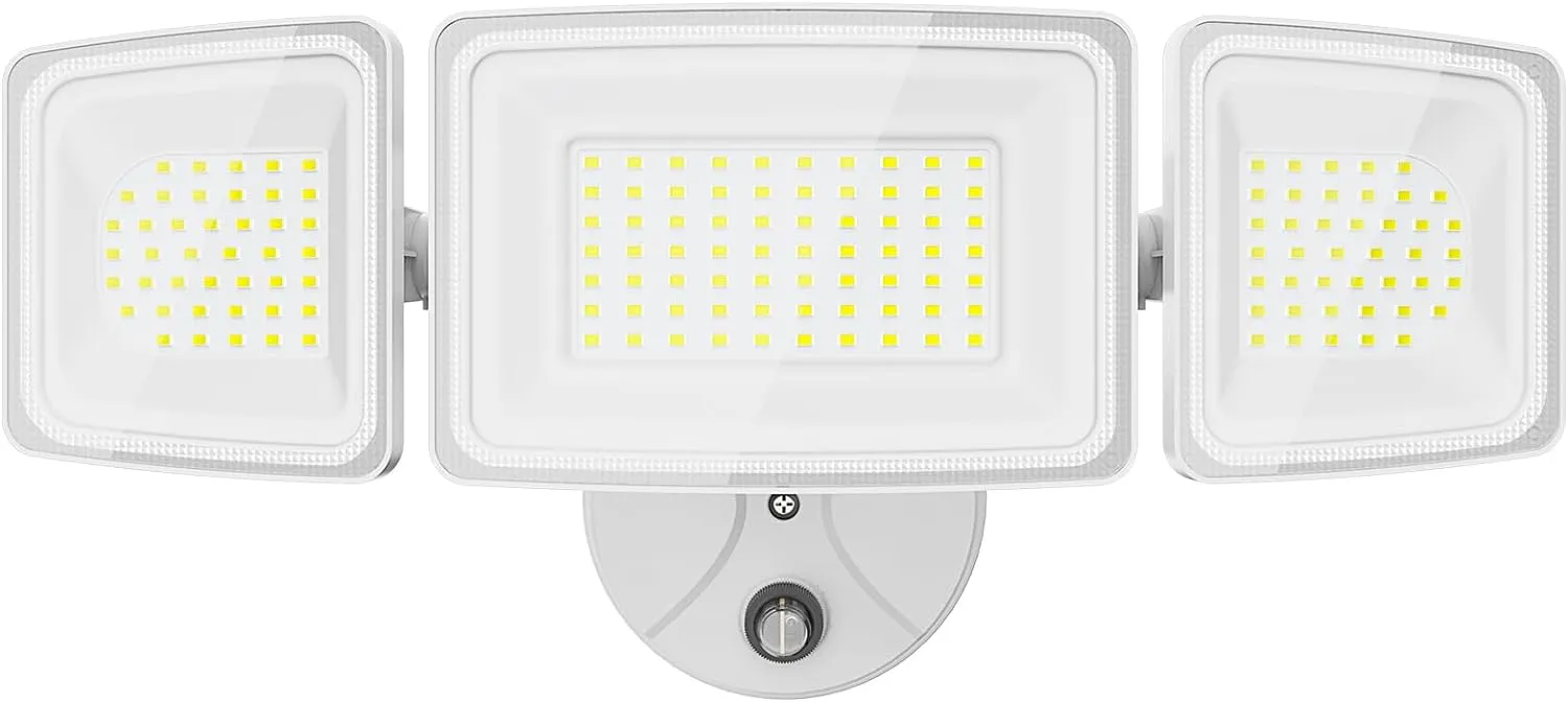 Onforu Dusk to Dawn Outdoor Lighting,100W 9000LM Bright LED Flood Lights,IP65 Waterproof 3 Adjustable Heads Security Lights Fixture,6500K White OutdoorLighting for Garage,Patio,Yard