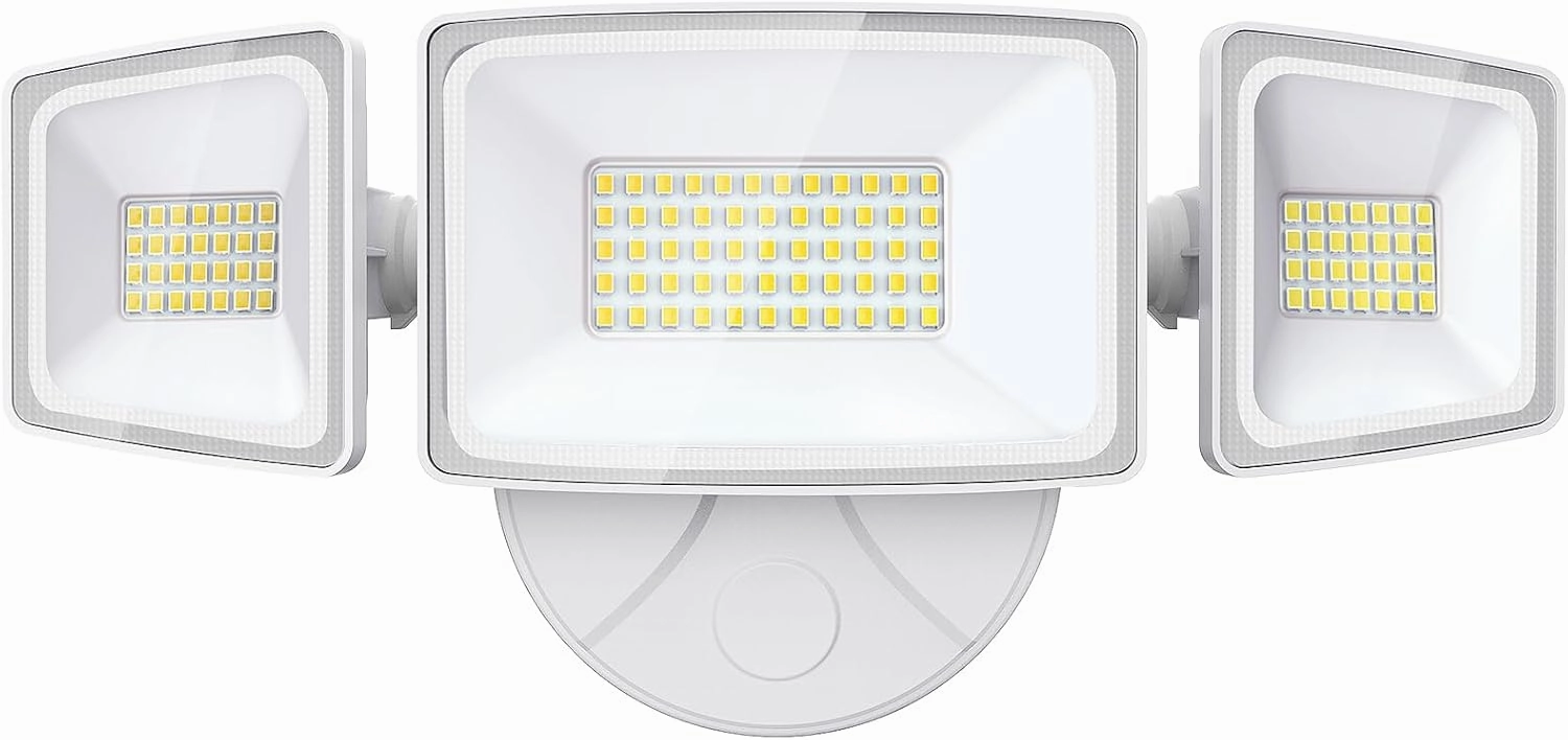 Onforu 60W Flood Lights Outdoor, 6000LM Brightness Security Lights Switch Controlled, 3 Adjustable Heads, IP65 Waterproof, 6500K Wall Mount Exterior LED Flood Light