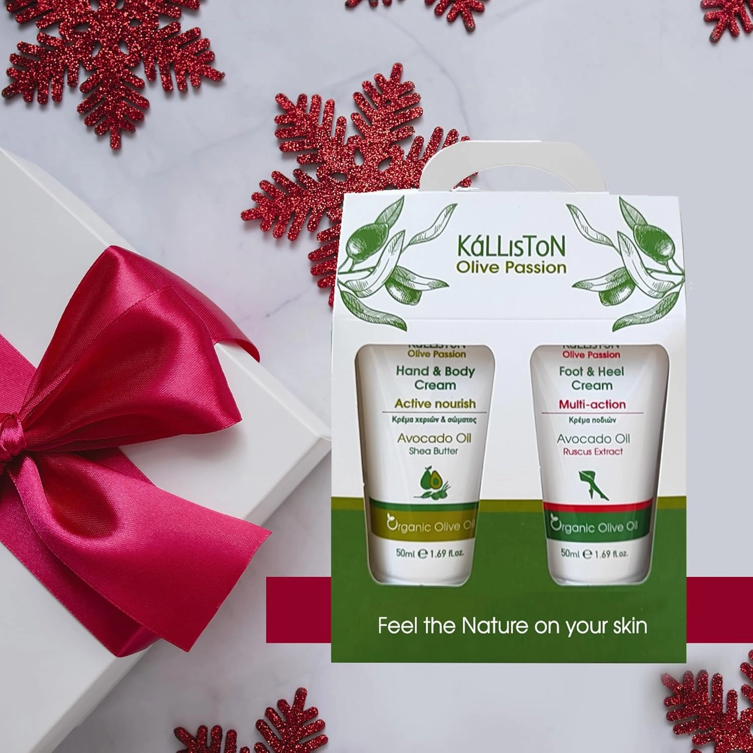 Organic Olive Oil Cream Set, Avocado Oil and Argan Oil lotions, Hand, Body, Foot and Heel Creams,1.69 Each, Gift Pack (Active Nourish & Multi-Action)