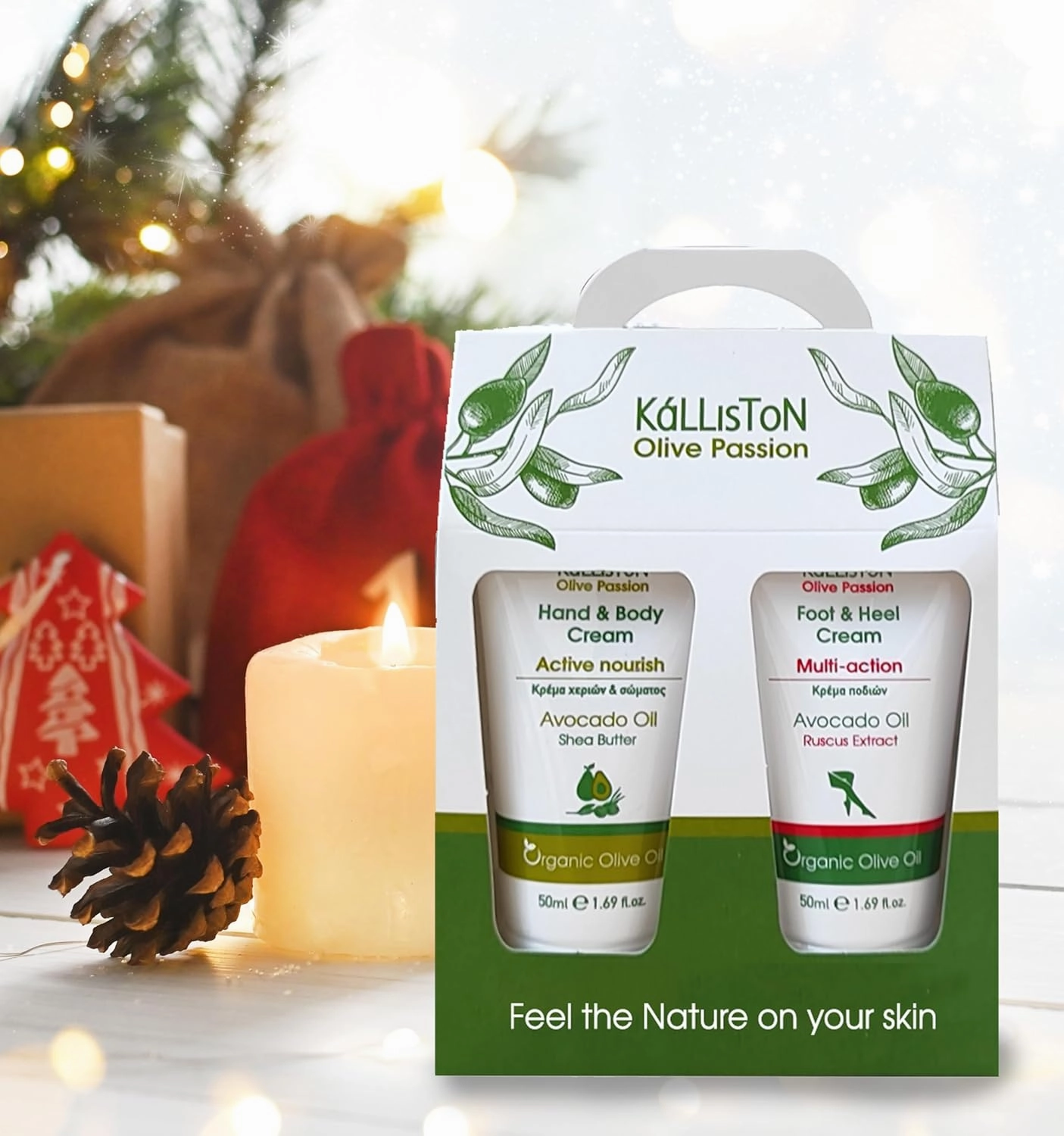 Organic Olive Oil Cream Set, Avocado Oil and Argan Oil lotions, Hand, Body, Foot and Heel Creams,1.69 Each, Gift Pack (Active Nourish & Multi-Action)