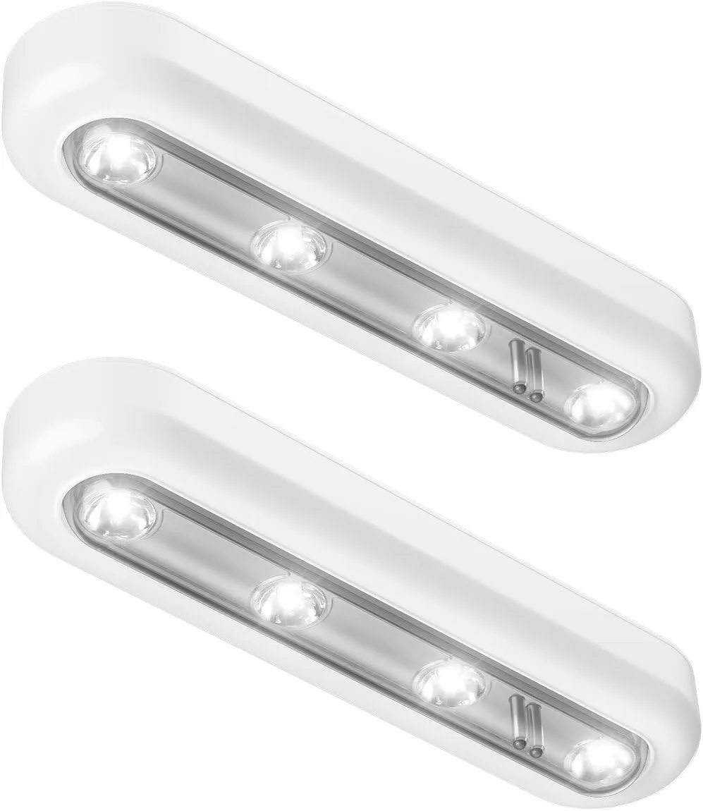 OxyLED Tap Closet Lights, One Touch Light, Stick-on Anywhere 4-Led Touch Tap Light, Cordless Touch Sensor LED Night Light, Battery Operated Stair Safe Lights, 140° Rotation (2 Pack)